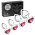 Metal Butt Plug Set - Heart Charm - Silver - Pink