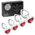 Metal Butt Plug Set - Heart Charm - Silver - Red