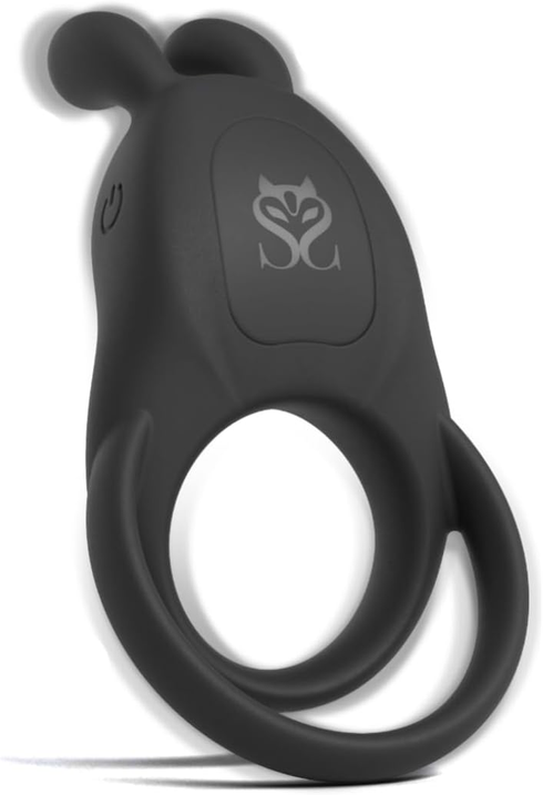 Session vibrating C-Ring with bunny-ear stimulator